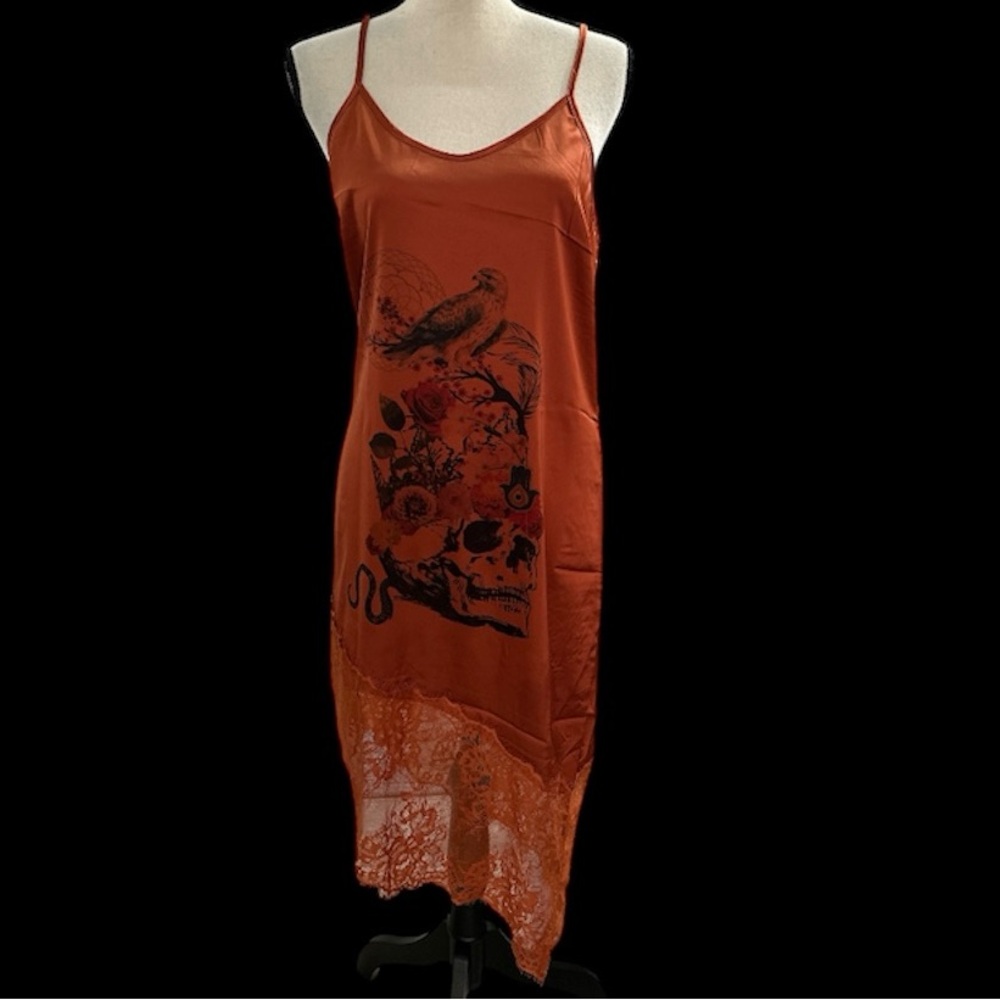Designer Handmade and Handprint Skull Slip Dress by Celestial Habits